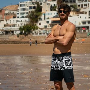 SEAY Boardshort White Black Symbols